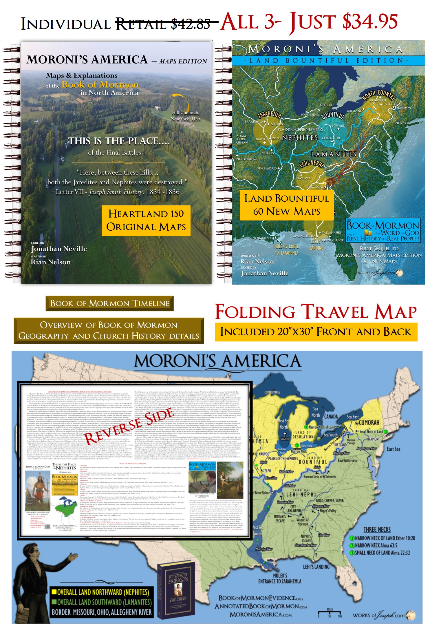 Moroni's America-Heartland Map Package- Printed MAP Book and 60 page book of Ohio area maps + TRAVEL MAP Save 18%